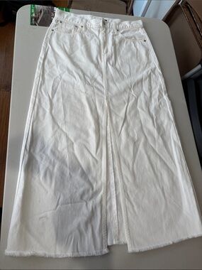 J. Crew White Denim Maxi Skirt with Center Front Slit